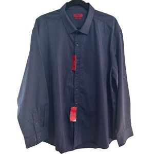 Alfani Mens Sapphire Blue Pinstripe Fitted Dress Shirt XXL Easy Care Stretch